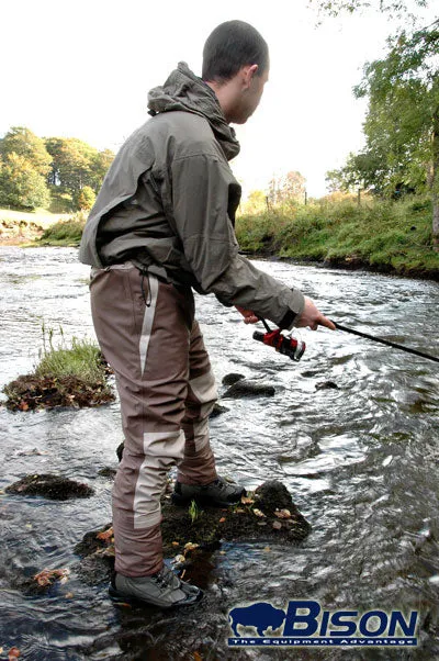 BISON BREATHABLE WAIST WADERS COMPLETE WITH MK2 RUBBER OR FELT SOLE WADING BOOTS