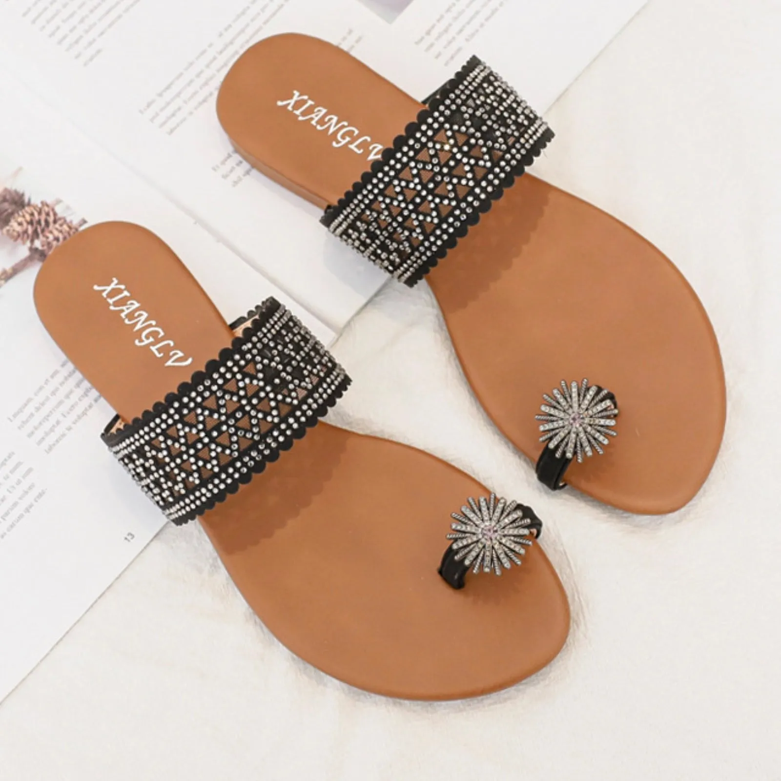 Bohemian seaside Roman diamond sandals