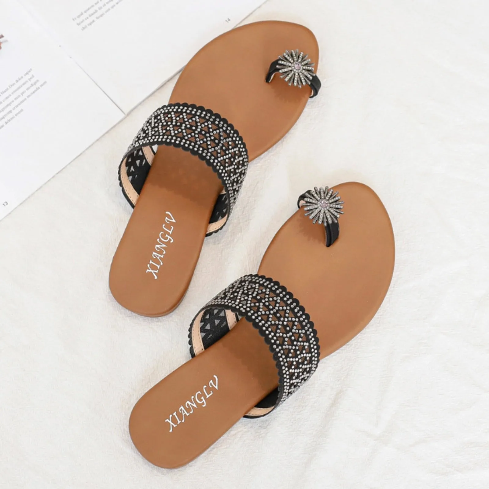 Bohemian seaside Roman diamond sandals