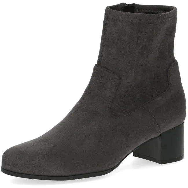 Caprice 25316-41 Dark Grey Suede Stretch Low Heeled Ankle Boots