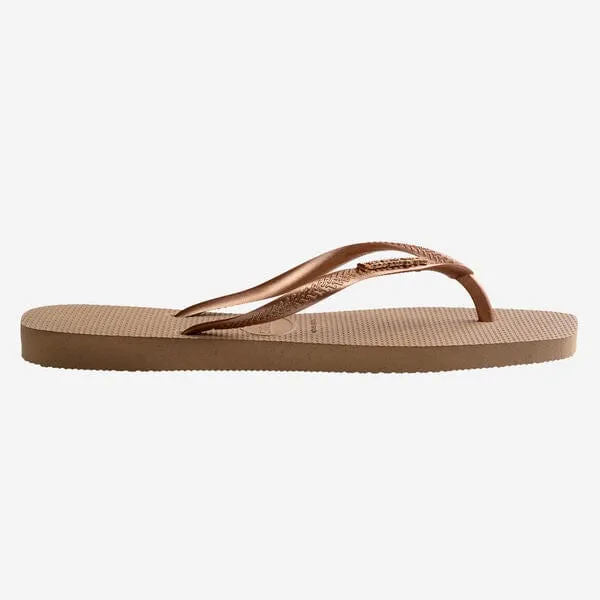 Havaianas Square Logo Metallic Flip Flops in Rose Gold