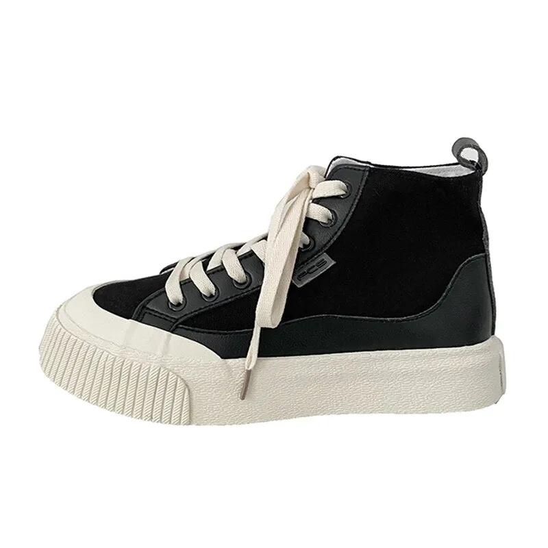 High Top Blue Canvas Shoes Women Sneakers  New Casual Trainers Basket Femme Spring Summer Black White Platform Sneakers