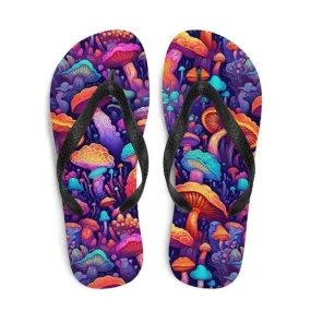 Magic Mushroom Flip Flops, Custom Unisex Summer Sandals, Durable Beach Shoes