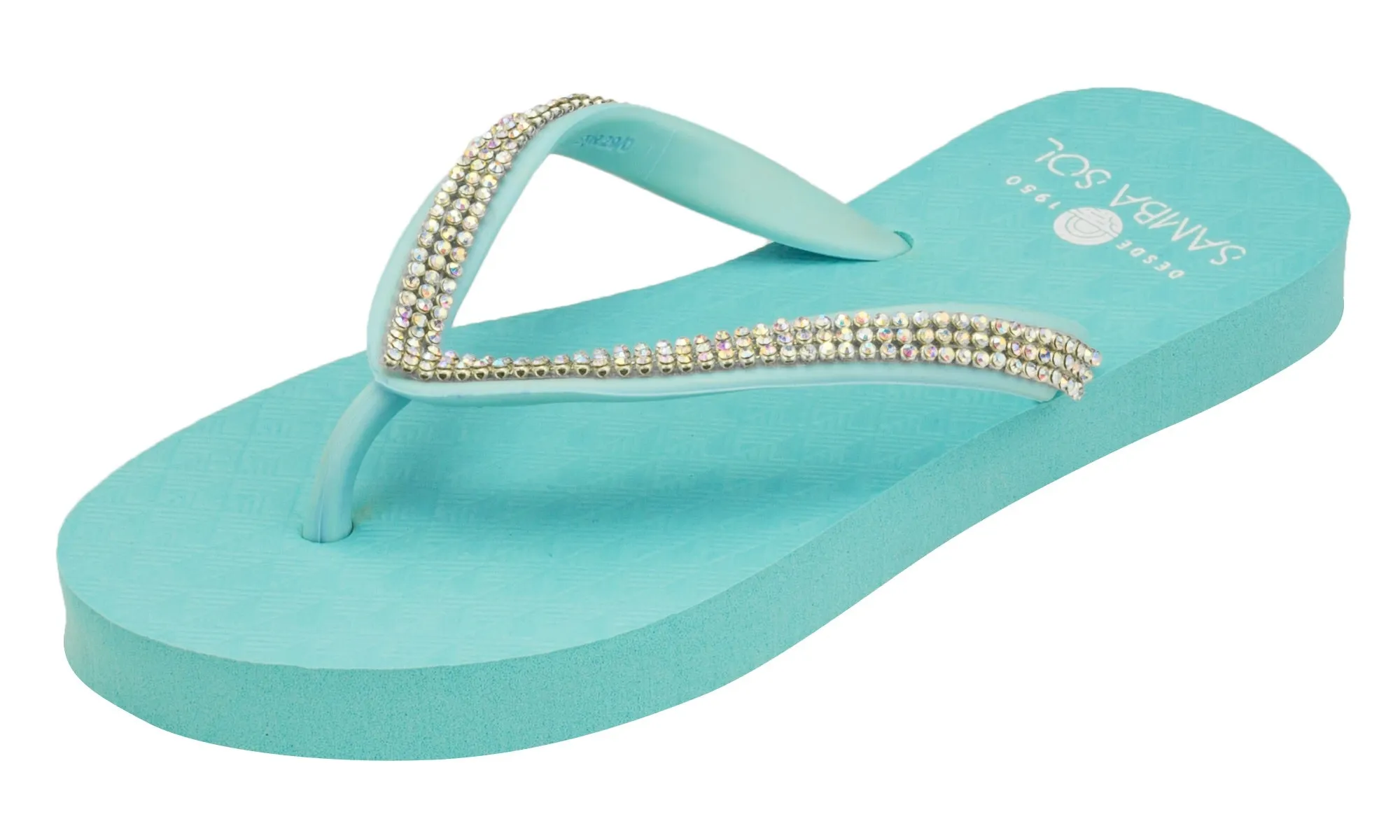 Samba Sol Kid's Crystal Collection Flip Flops - Iridescent Blue