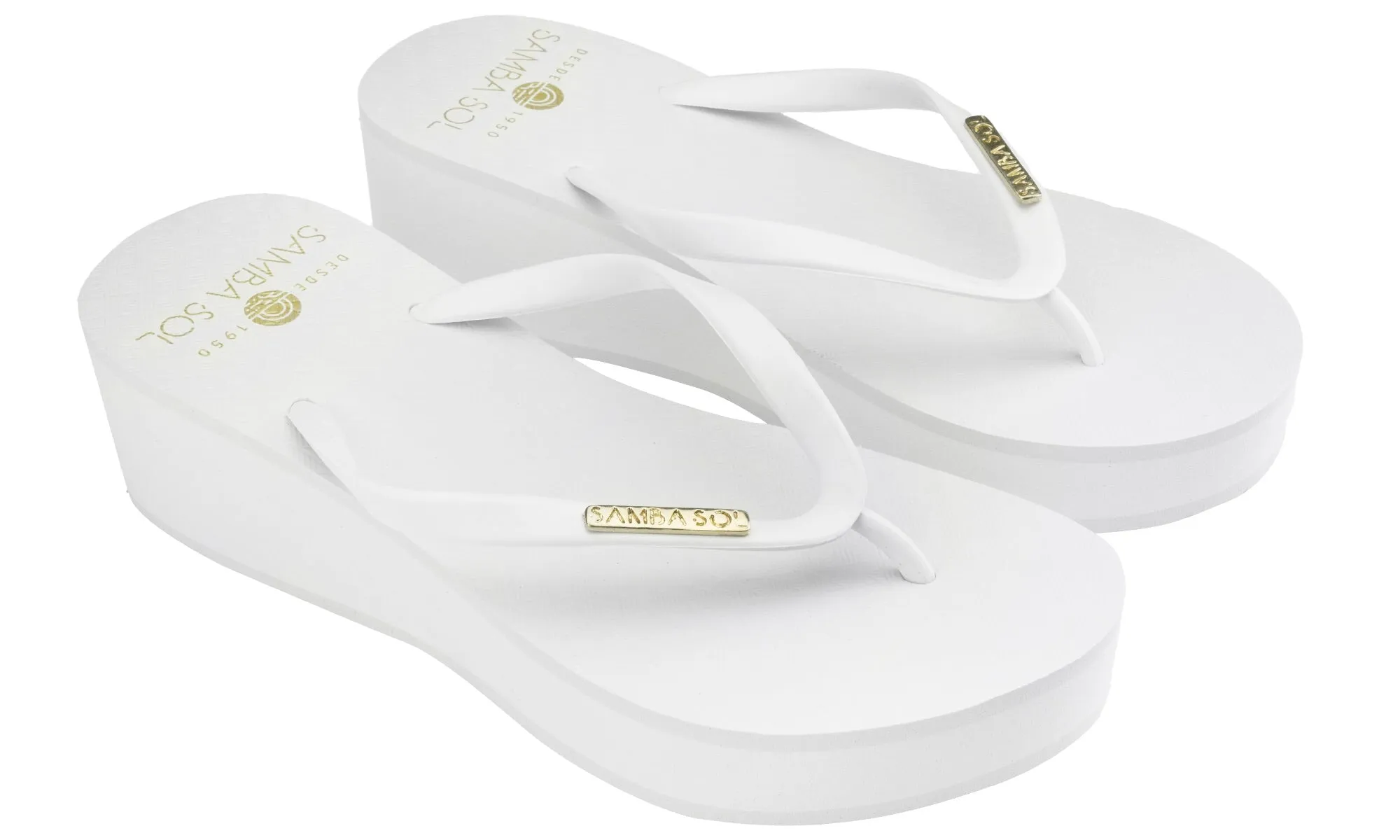 Samba Sol Women’s Wedge Collection Flip Flops - White