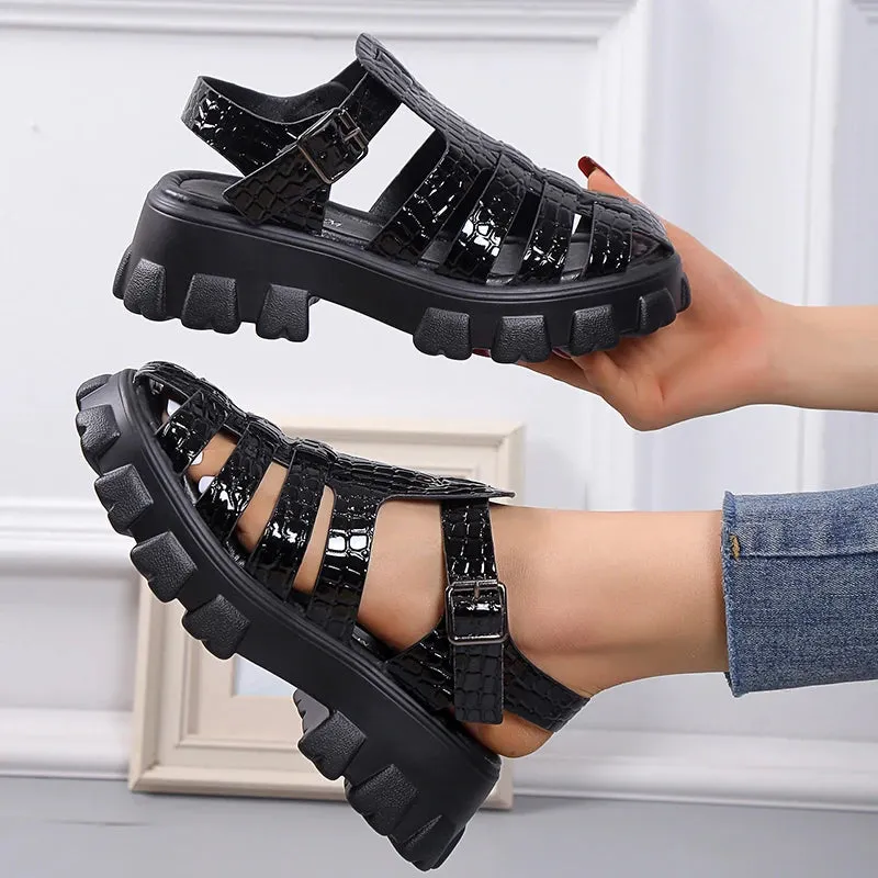 Summer Gladiator Square Buckle Strap Sandals