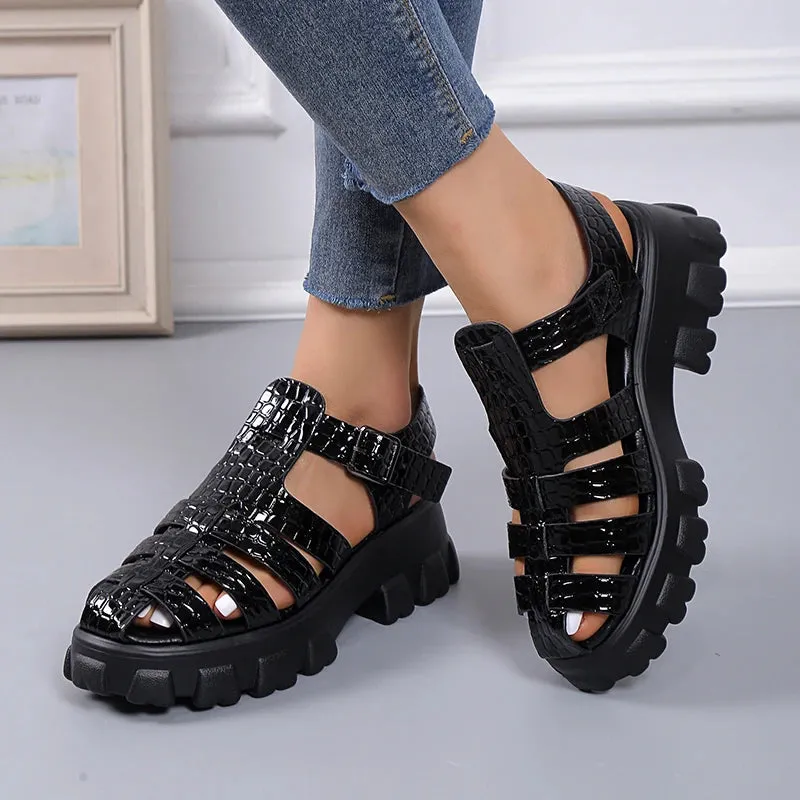 Summer Gladiator Square Buckle Strap Sandals