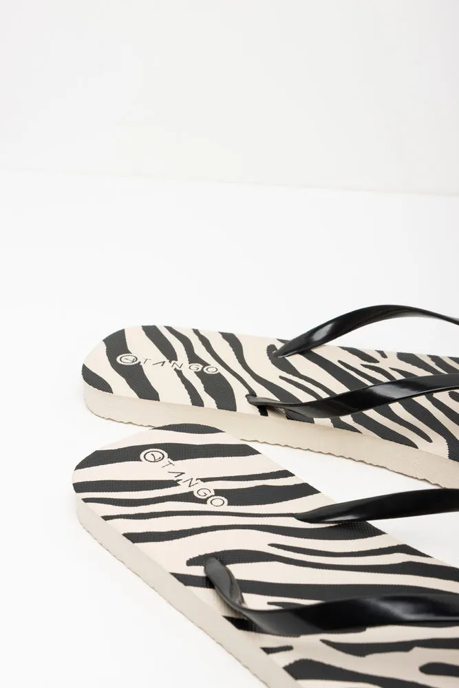 Zebra Flip Flop Black & White